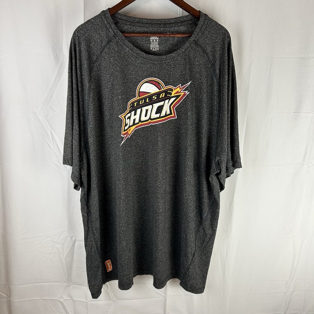 TULSA SHOCK Adidas Climalite T-Shirt Men's 4XL Gray Logo WNBA Basketball Defunct